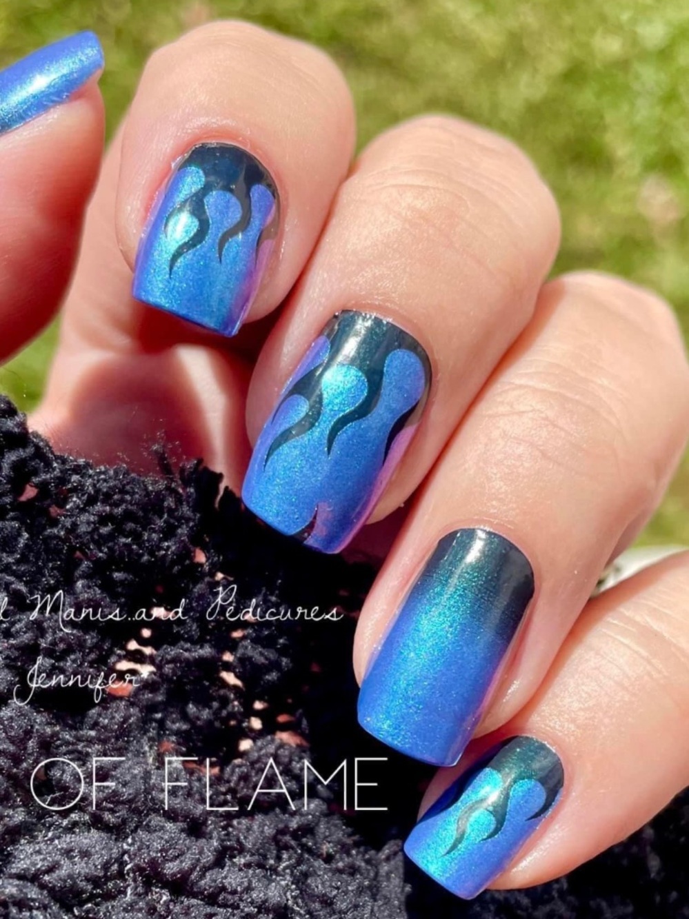*Exclusive* Color Street: Hall of Flame | Blue Black Fire Shimmer Party Goth - Picture 10 of 15